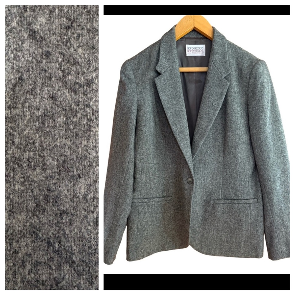 Vintage New Expressions Charcoal Women's Blazer Modern Size 4 Union Made EUC